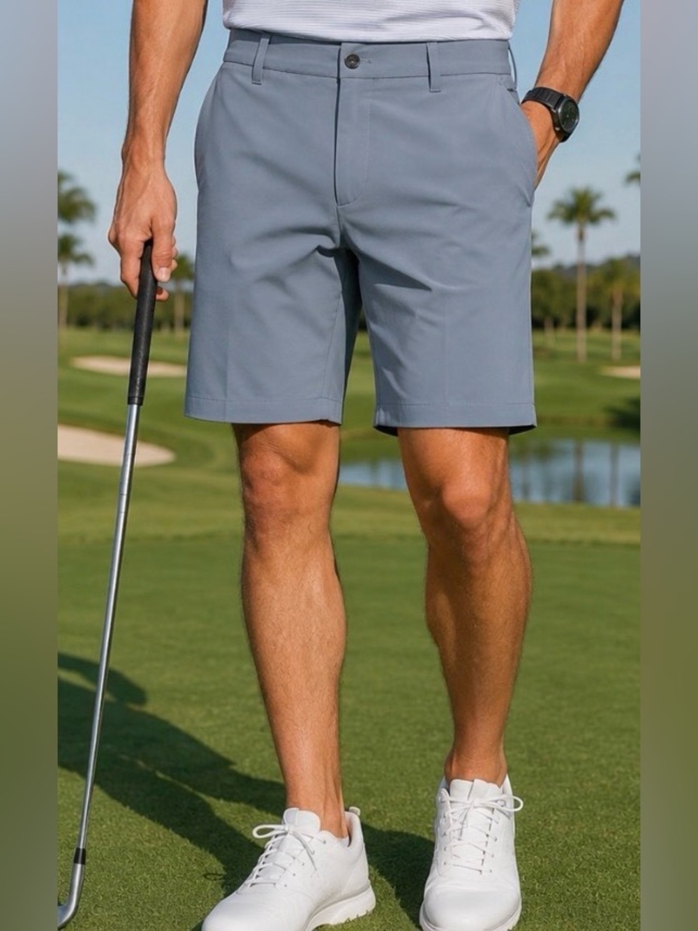 Lululemon Men’s Commission Golf Shorts Size 36 Gray Blue Stretch Performance 10”
